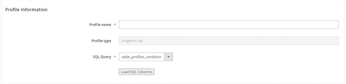 SQL Table Profile basic configuration