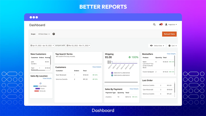 Mageplza report bashboard