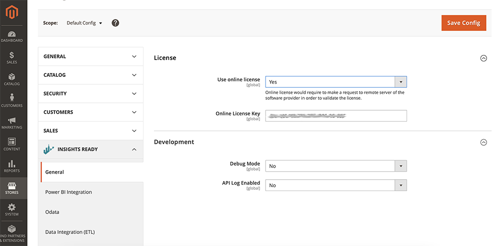 Client website details page on Insights Ready Website