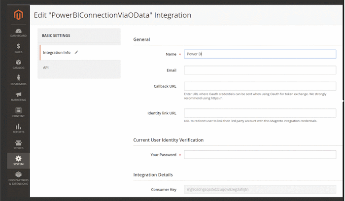 Creation of a new Integration in Magento
Platform