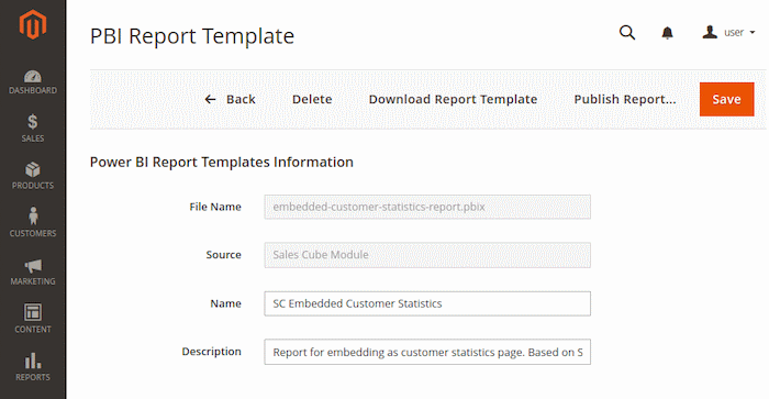 Report template details
page