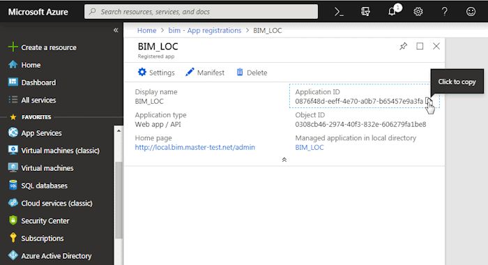 Obtaining Client ID in Azure
AD