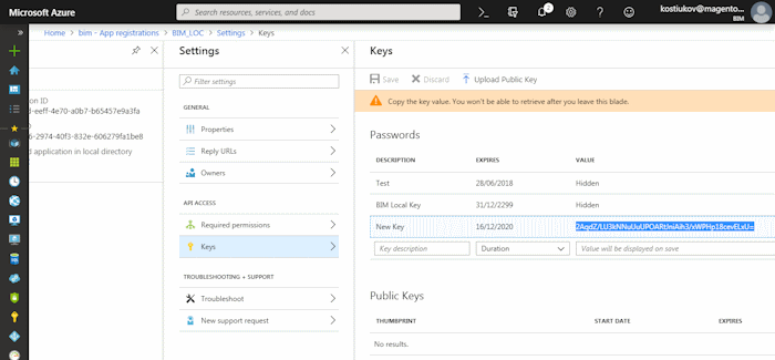 Obtaining Client Secret in Azure AD