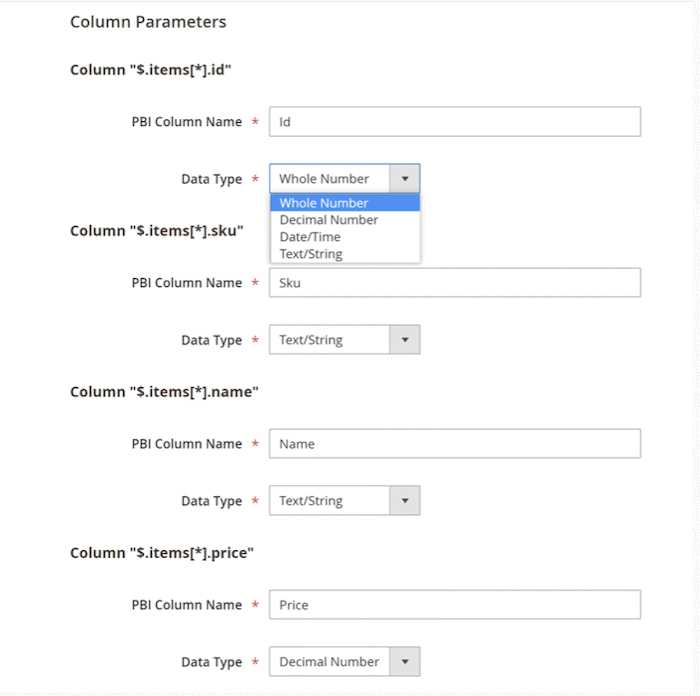 Adjusting the columns' Data
Types