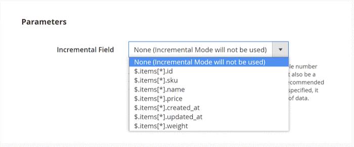 Selecting of the column to determine it as the Incremental
Field